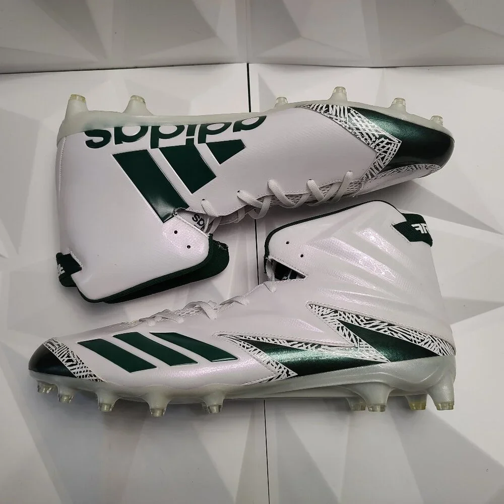 Adidas Mens Football Cleats 18 White Green Shoe Lacrosse Freak X Carbon High - Picture 2 of 15